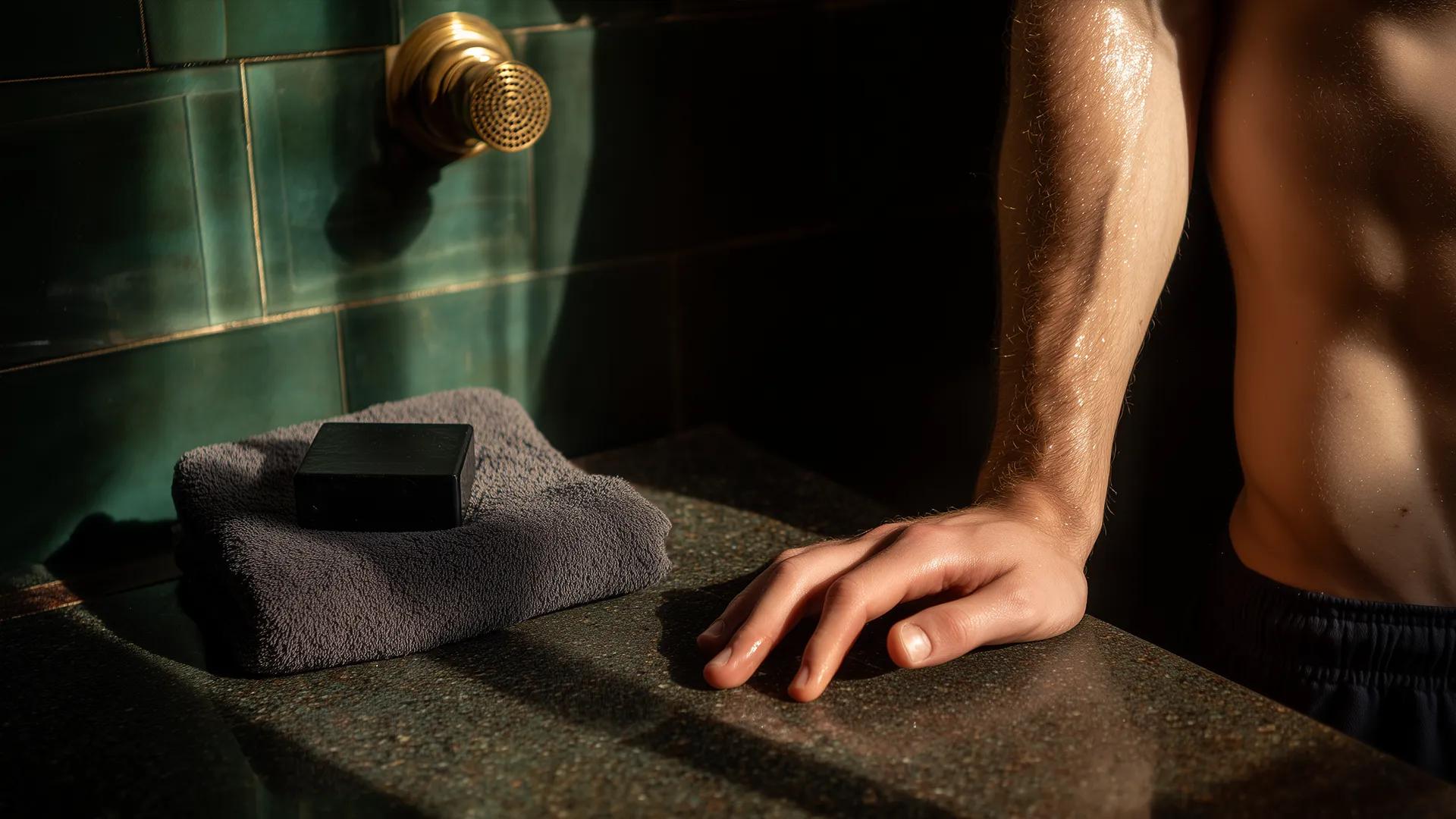 Illustration zur richtigen Intimpflege beim Mann – Dusche, pH-Wert, Hygiene